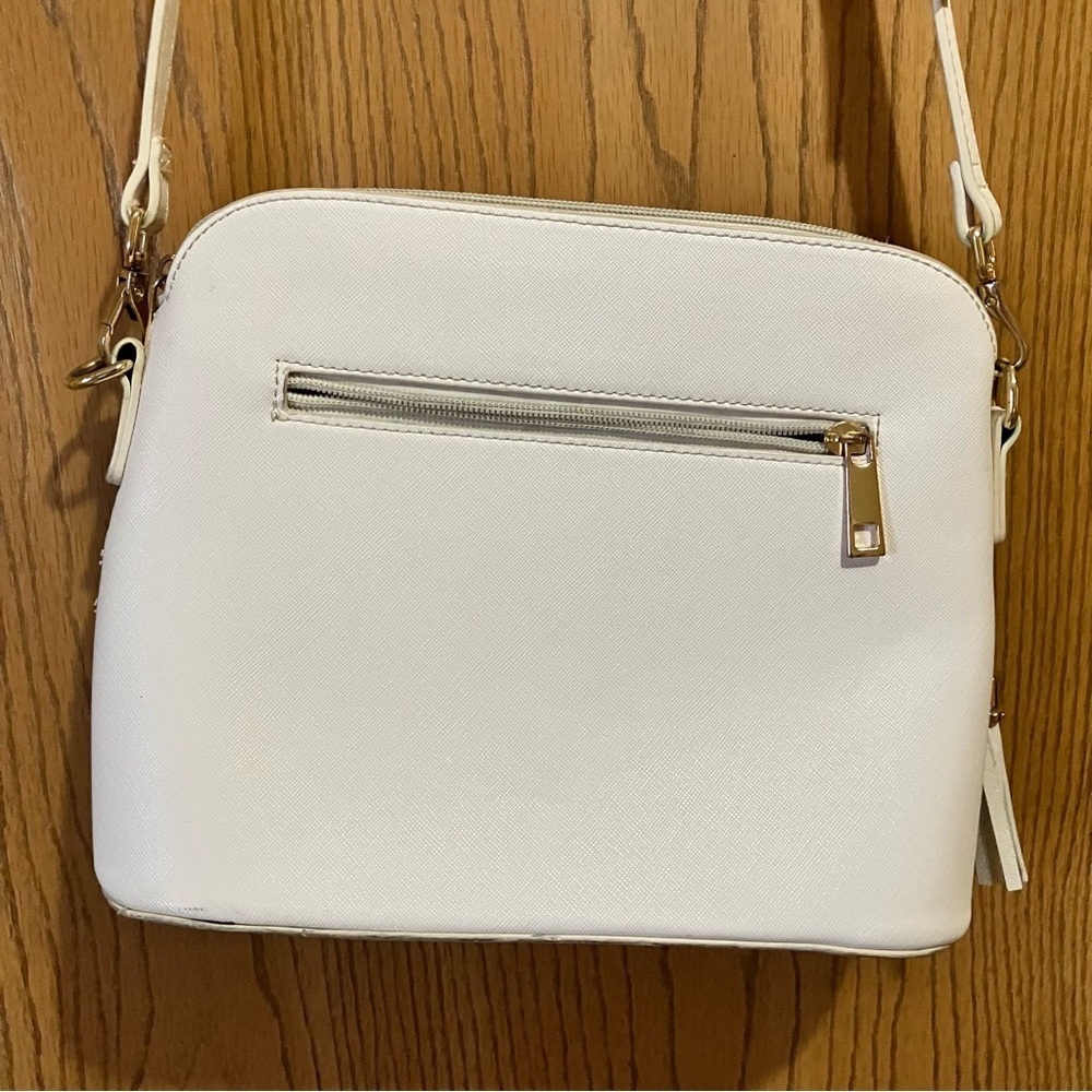 Lovevook White and Light Blue Crossbody Bag with Tassel Accent Adjustable Strap - Picture 7 of 7